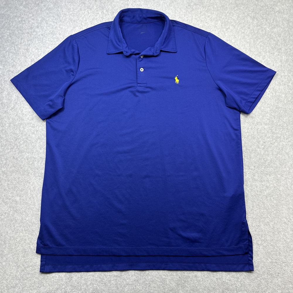 Ralph Lauren Performance Polo Shirt Large Blue Golf Stretch Wicking Casual
